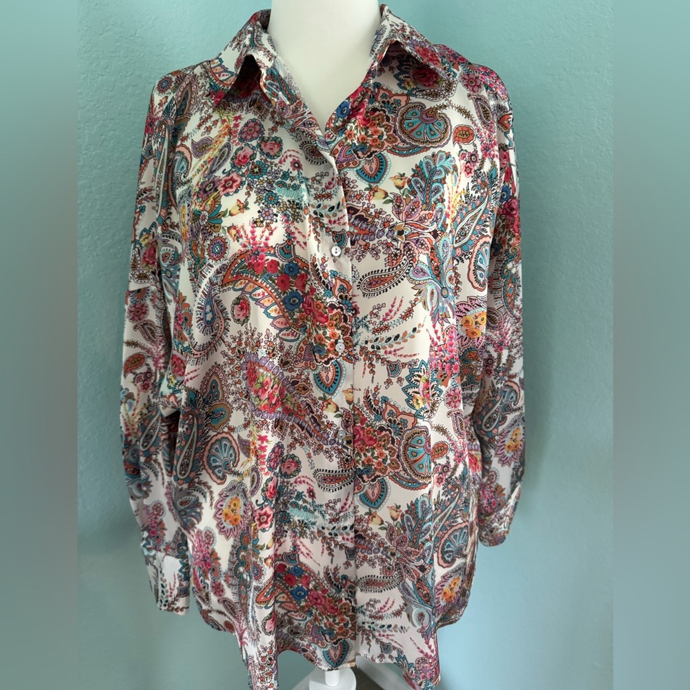 Zara silky button down top
